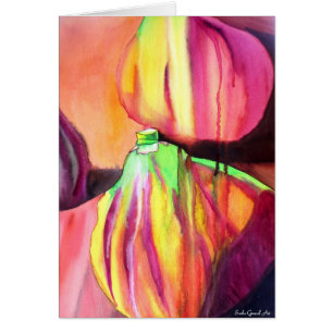 Cartão Pintura original aquarela de gotejamento de figos 