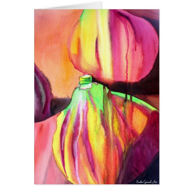 Cartão Pintura original aquarela de gotejamento de figos  (Frente)