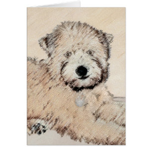 Cartão Pintura Original de Soft Coated Wheaten Terrier