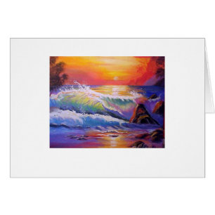 Cartão Pintura original do por do sol de Northshore Oahu