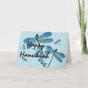 Cartão Pintura Original Hanukkah Delicado Dragão Azul