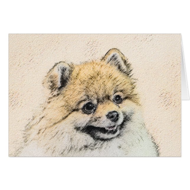 Cartão Pintura Pomeraniana (Laranja) - Arte Canina Origin (Frente Horizontal)