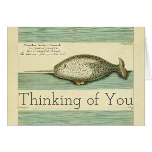 Cartão Pintura por Aquarela de Baleia Antiga Narbaleia