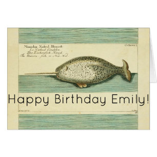 Cartão Pintura por Aquarela de Baleia Antiga Narbaleia