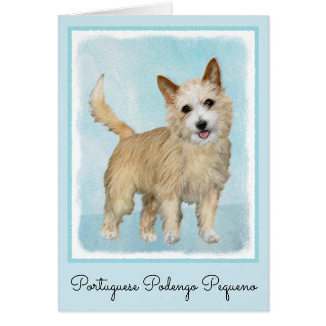 Cartão Pintura Portuguesa do Podengo Pequeno - Arte Origi (Frente)