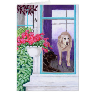 Cartão Pintura preguiçosa de Labradors da tarde