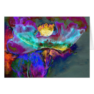 Cartão Pintura romântica elegante de flores de pétalas ro