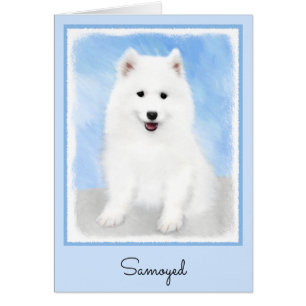 Cartão Pintura Samoyed Puppy - Arte Cachorra Original