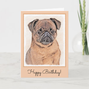 Cartão Pintura Suave em Bruxelas Griffon Pintura Original