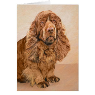 Cartão Pintura Sussex Spaniel - Arte Cachorra Original