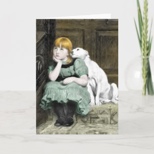 Cartão Pintura Vitoriana de Adoradora de Cachorros
