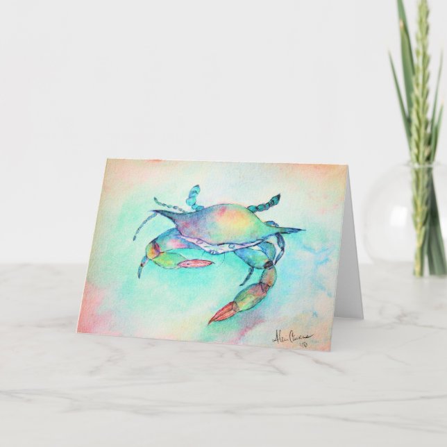 Cartão Pinturas precoces de Alecia - "O Caranguejo Azul" (Frente)