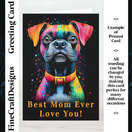 Cartão Pinturas vívidas de Cachorro Preto, CS6 Mãe Person