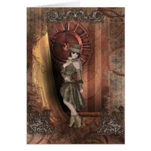Cartão Pinup Steampunk do Traveler do Tempo