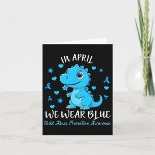 Cartão PinWheel Dino Em Abril Vestimos Abuso Azul Por Cri