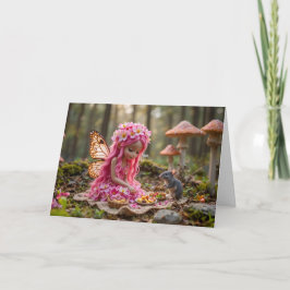 Cartão Piquenique rosa-branca e piquenique com rato