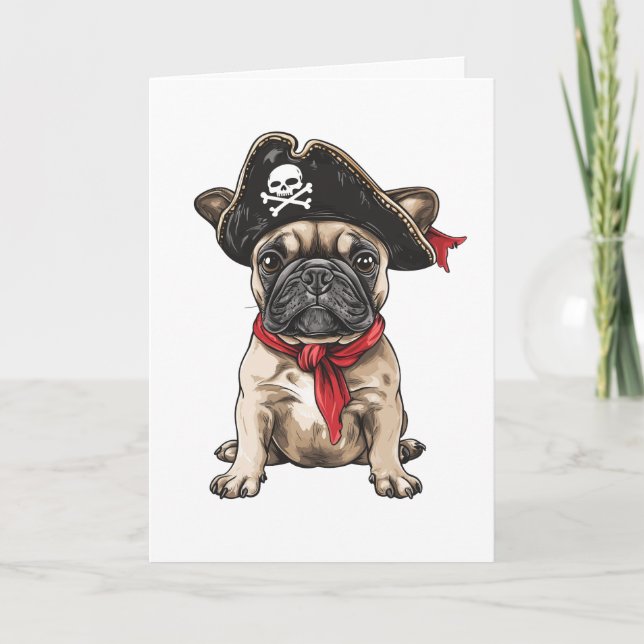 Cartão Pirata - Crânio do Bulldog Francês (Frente)