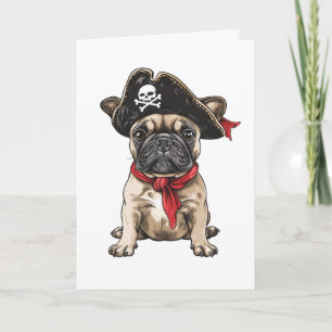 Cartão Pirata - Crânio do Bulldog Francês