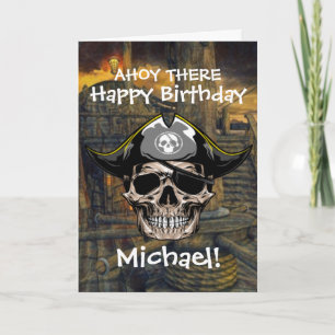 Cartão Pirata Crânio Pirata de Aniversário