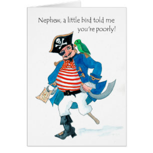 Cartão Pirata Divertida e papagaio se dão bem para o sobr