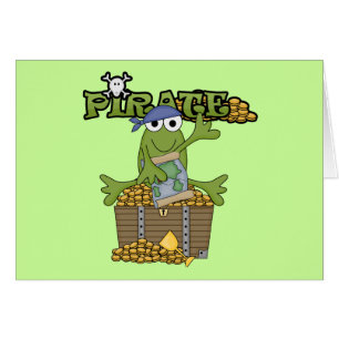 Cartão Pirata do menino do sapo com camiseta Dourado e