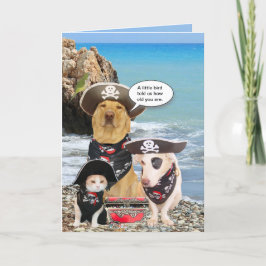 Cartão Pirata Engraçado Pets Birthday