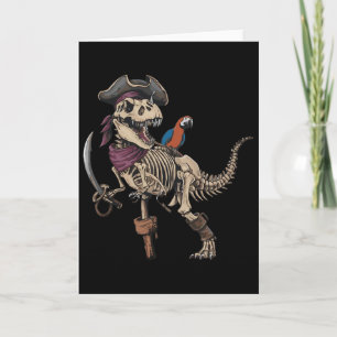 Cartão Pirata Esqueleto Dinossauro T Rex Engraçado Tyrann