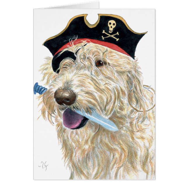 Cartão Pirata Labradoodle de creme (Frente)