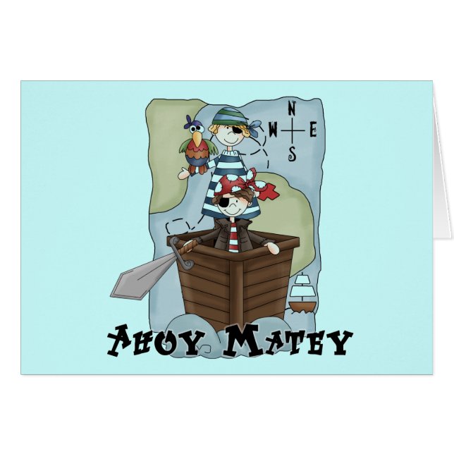 Cartão Piratas Ahoy Tshirs e presentes (Frente Horizontal)