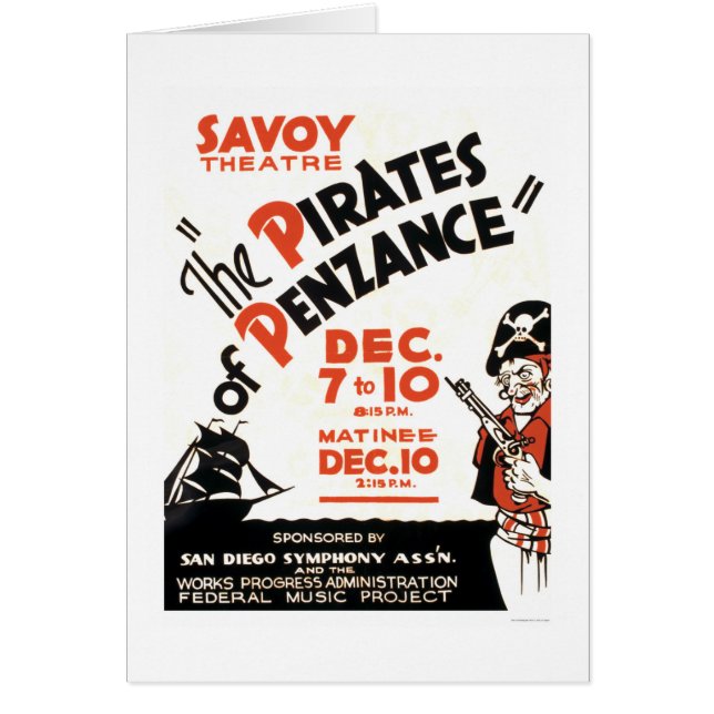 Cartão Piratas de Penzance WPA 1938 (Frente)