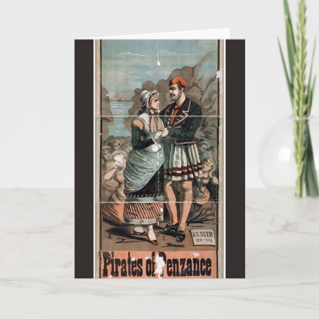 Cartão Piratas do Teatro Penzance Vintage (Frente)