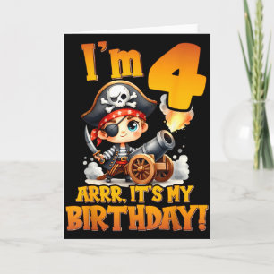Cartão Pirate Quarto Aniversário Estou com 4 Arrr É Meu A