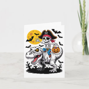 Cartão Pirate Skeleton Halloween T Rex Candy Dinosaur Shi