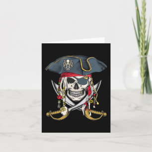 Cartão Pirate Skull Halloween Meninas Meninas Crianças Ad