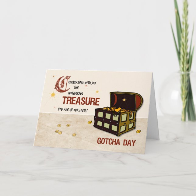 Cartão Pirate Treasure Gotcha Day, Rapaz (Frente)