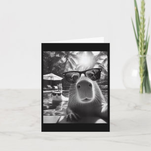 Cartão Piscina De Nadação Funny Animal Capybara Selfie Co