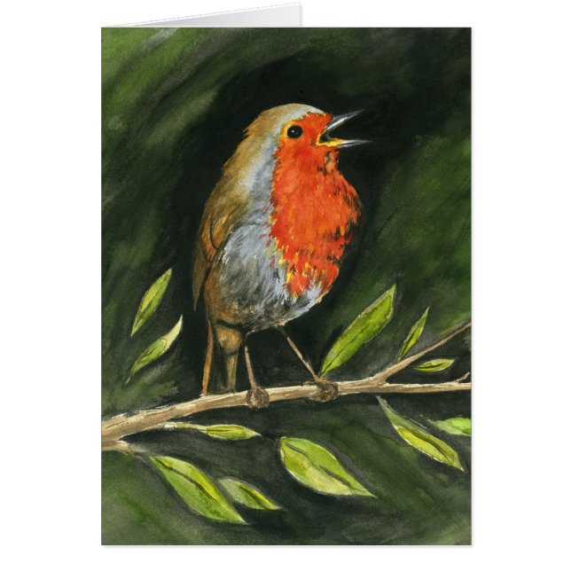 Cartão Pisco de peito vermelho europeu (Frente)