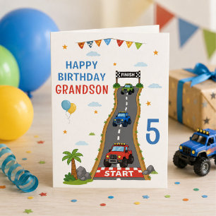 Cartão Pista de Caminhão Monstro Feliz Aniversário Neto