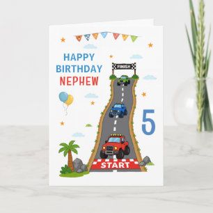 Cartão Pista de Monster Truck Feliz Aniversário Sobrinho