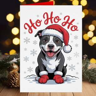 Cartão Pit Bull Natal Engraçado Papai Noel Pittbull Cacho