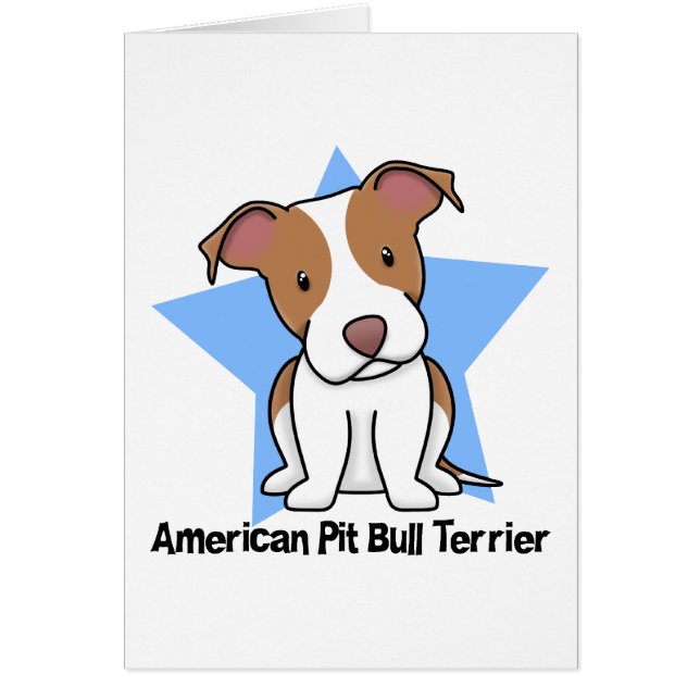 Cartão Pitbull americano Terrier da estrela de Kawaii (Frente)