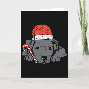 Cartão Pitbull de Chapéu de Papai Noel Cachorro de Natal