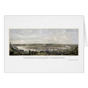 Cartão Pittsburgh, mapa panorâmico do PA - 1871