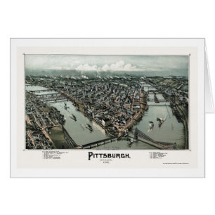 Cartão Pittsburgh, mapa panorâmico do PA - 1902