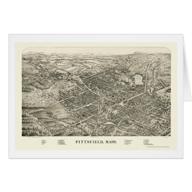 Cartão Pittsfield, mapa panorâmico das MÃES - 1899 (Frente Horizontal)