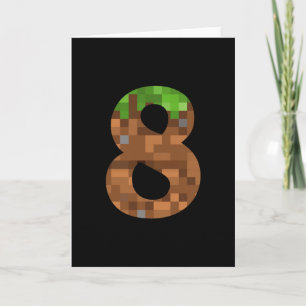 Cartão Pixel 8º Aniversário Número Oito 8 Anos de Idade 8