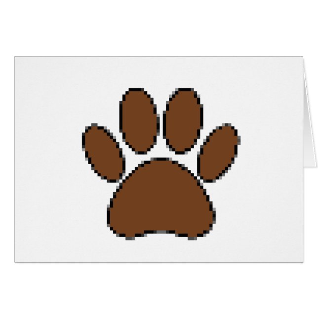 Cartão Pixel Dog Paw Print (Frente Horizontal)