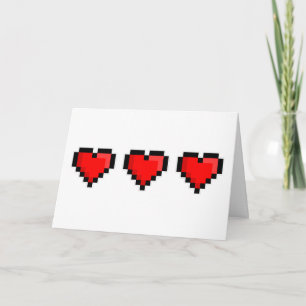 Cartão Pixel Love Hearts Personalizados