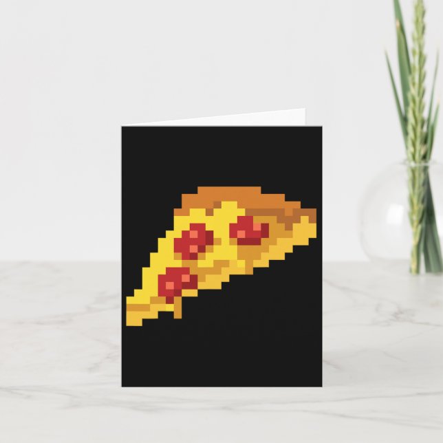 Cartão Pixel Pizza Vídeo Game Retrô 80s 8-bit Halloween C (Frente)