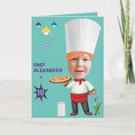 Cartão Pizza Chef 🎂 Cabeça no Buraco Cozinheiro Aniversá